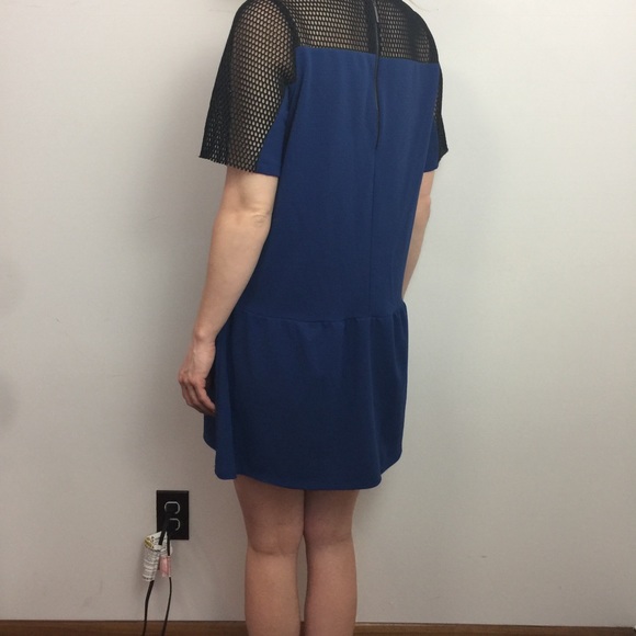 M Milano Blue Black Mesh Shift Mini Dress - Picture 4 of 8